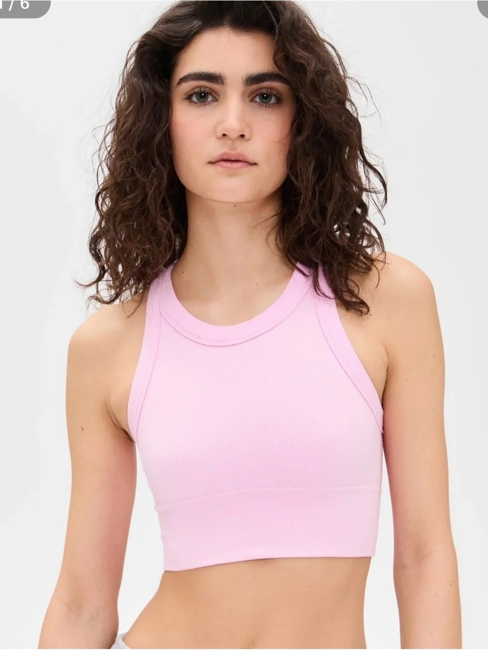 ALO Yoga Pink Ribbed High-Neck Crop Sports Bra